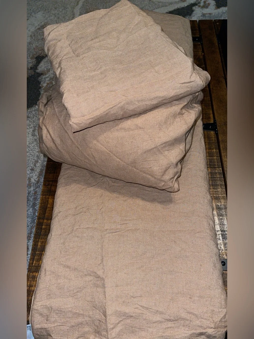 Quince European Linen 4 Piece Sheet Set, King (Latte)
